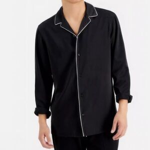 INC International Concepts Black Pajama Top With White Piping Size Large New